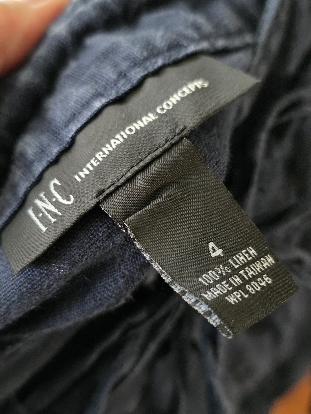 INC Crystal & Drawstring Linen Navy Blue Shorts Comfortable Beachy Vibes - Picture 7 of 7
